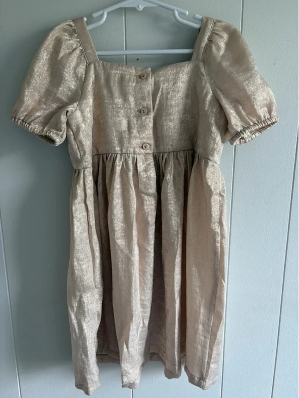 5 Yrs Champagne Shimmery GAP Girls Bow Short Dress